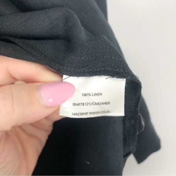 EILEEN FISHER | Linen Black Shirt Jacket Button Front Stand Up Collar Women’s 1X - Picture 6 of 8